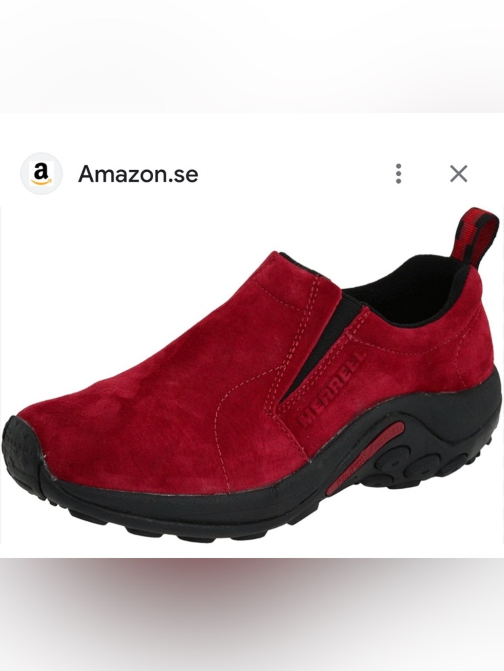Merrell Women’s Sz. 7  Slip-On Suede jungle Moc Loafer in Red w. Black Trim